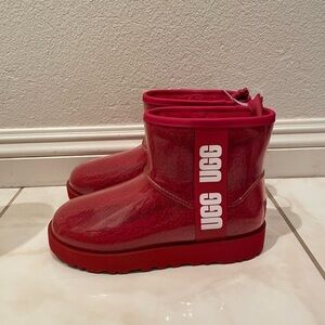 New Ugg Classic Clear Mini Red Marbled Short Boots Size 6 UGG PLUSH​​​​​​​